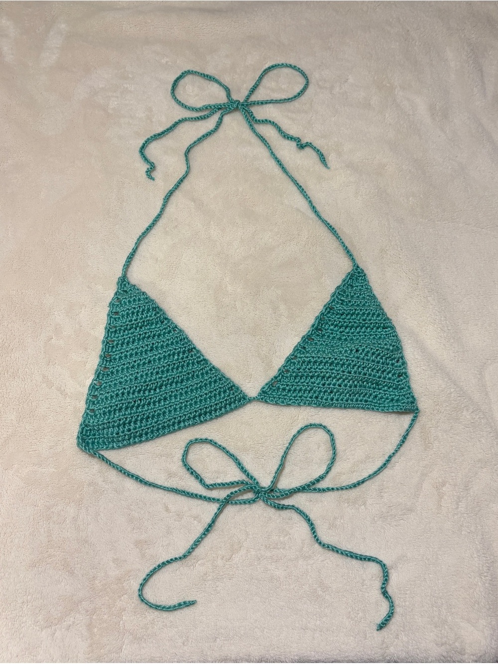 Handmade Crochet Triangle Bikini Top in Teal